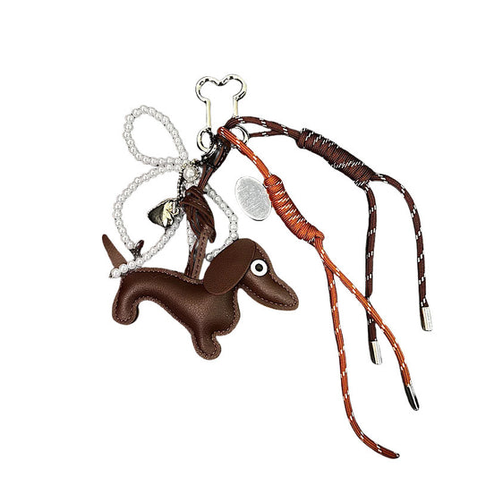 Sausage Dog Car Keychain Bag Pendant Handmade Weaving Pendant