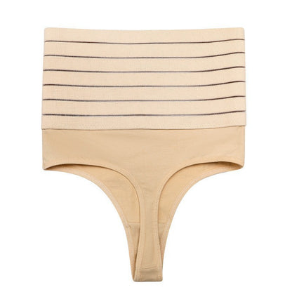 High waisted compression thong women's underwear high elasticity waist cinching