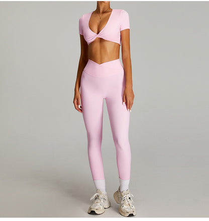Cross high waist sports suit for women