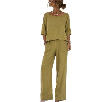 Elegant vacation daily short sleeved pants beach vacation set
