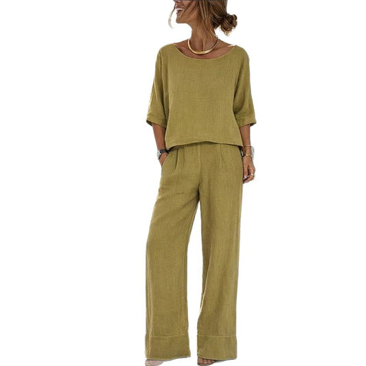 Elegant vacation daily short sleeved pants beach vacation set