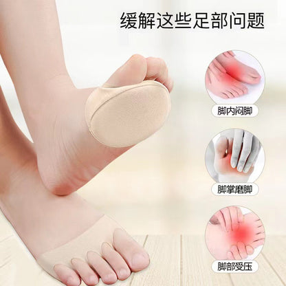 High Heel Shoe Half Sole Sock Forefoot Pad Half Size Insert Women Silicone Forefoot Pad Invisible Sock Anti-Slip Anti-Friction Shallow Mouth