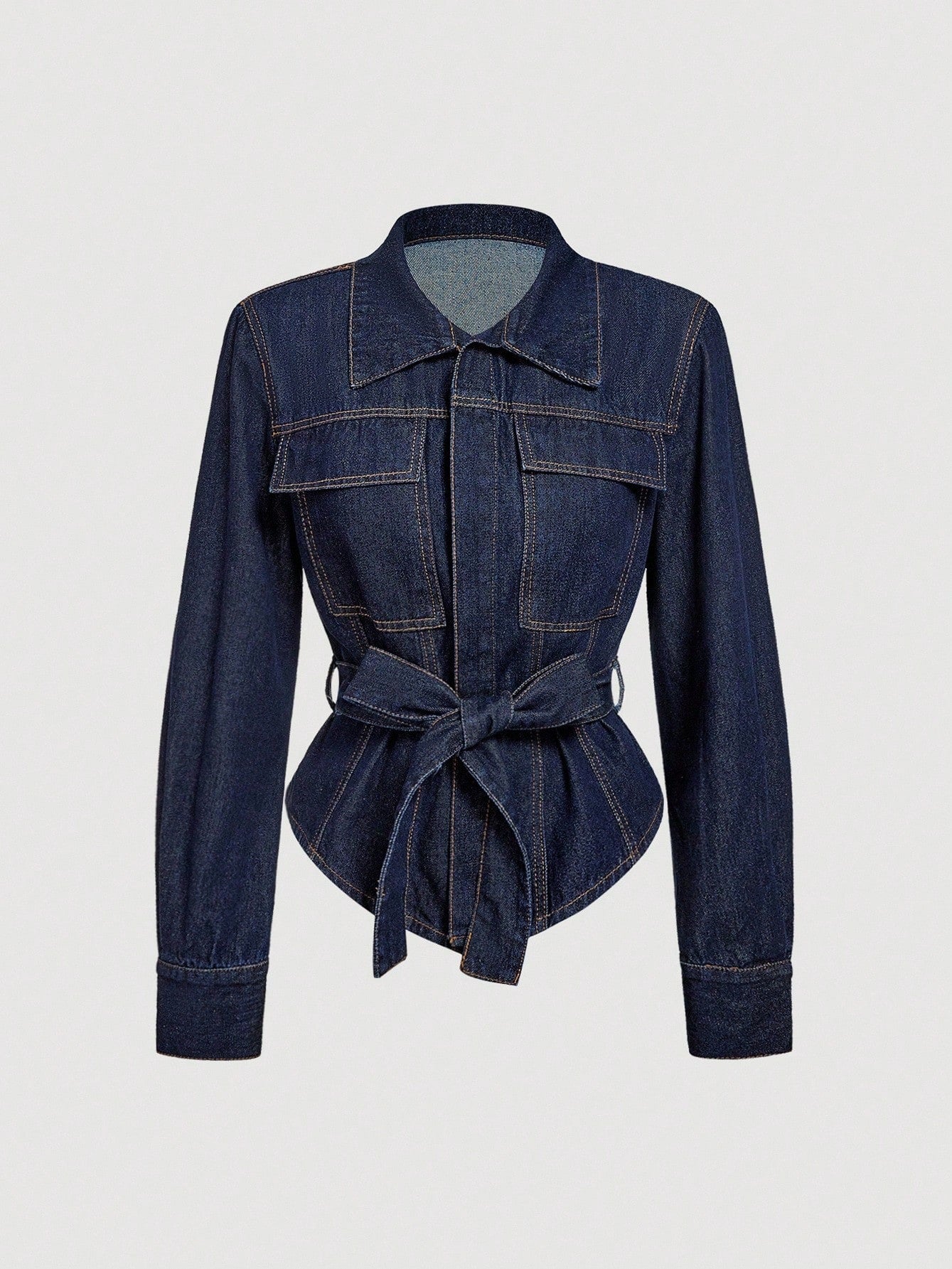 Long sleeved lapel tie top