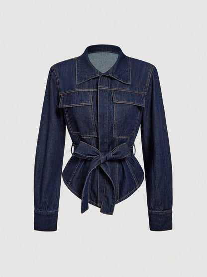 Long sleeved lapel tie top