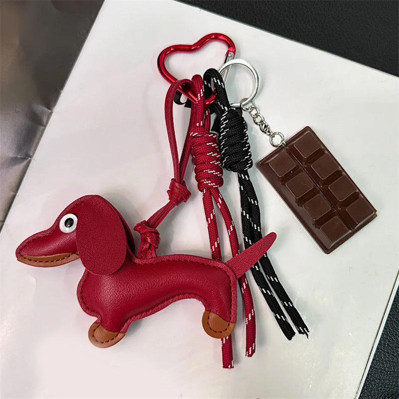 Sausage Dog Car Keychain Bag Pendant Handmade Weaving Pendant