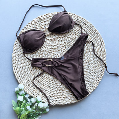 Solid Color Tube Top Cross-border Export Separate Women's Swimsuit