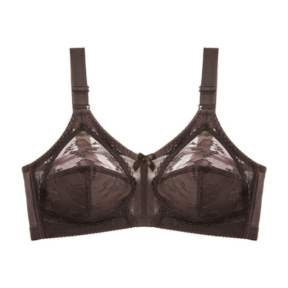 Cross-border Ultra-thin Plus Size Full Cup Export Bra Without Padding Sexy Lace Wire-free Transparent European and American Style Underwear