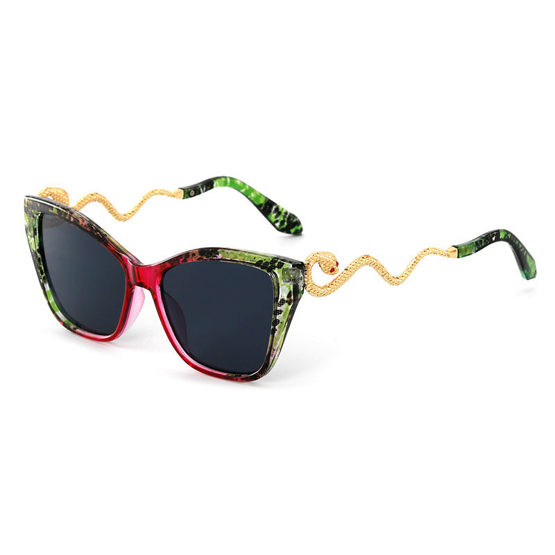 Trade Design Sunglasses Retro Snake Temple Sun Glasses Metal Cat Eye Party Shades