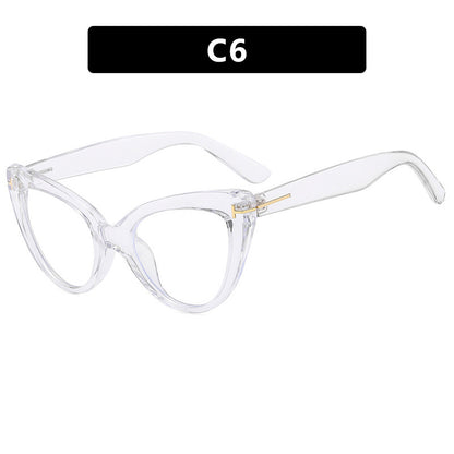 Letter T Triangle Cat Eye Flat Mirror New Frame Anti Blue Light Ins Fashion Frame Glasses Trend