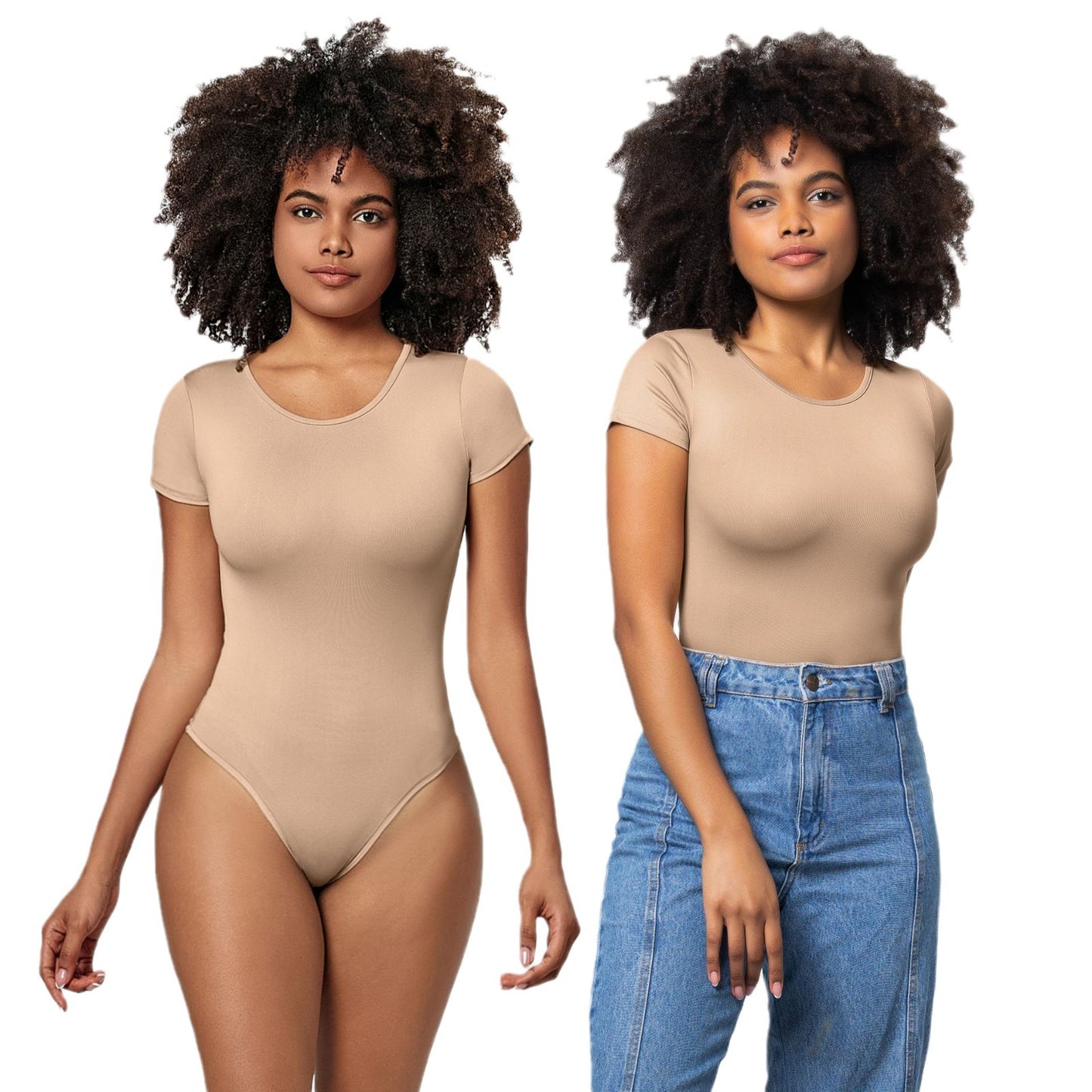 Short Sleeve T-Shirt Tight-Fit Bodysuit Solid Color Women's Sexy Bodysuit