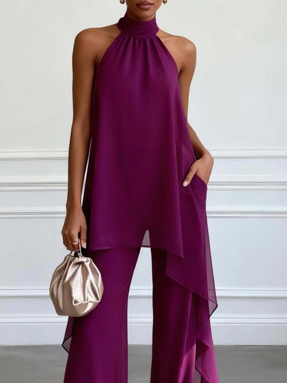 Chic Strapless Sleeveless Chiffon Two-Piece Set for Women