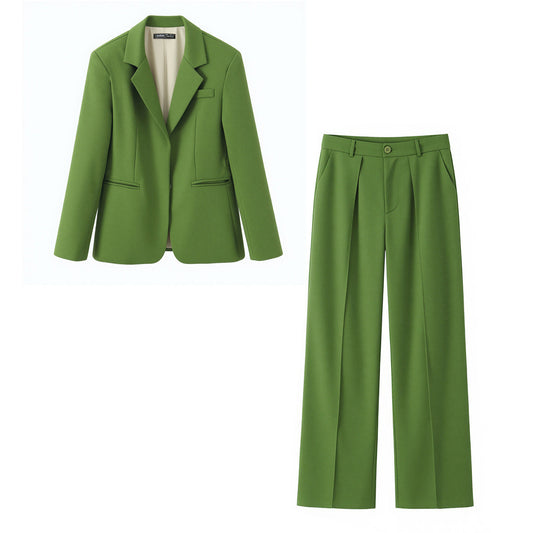 Summer elegant cotton and linen suit+straight leg pants set