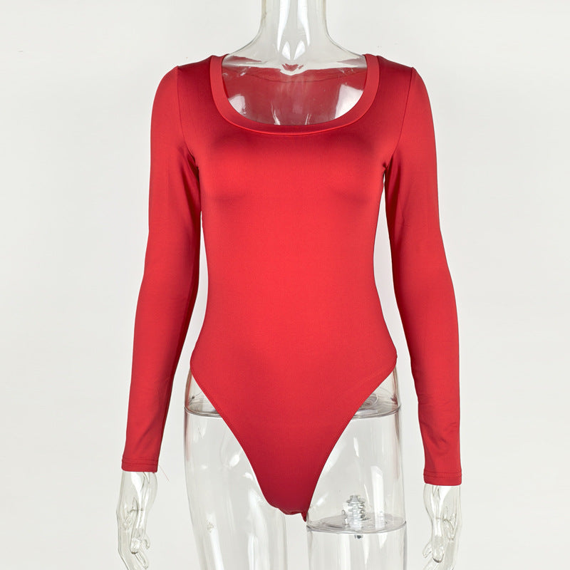 Slim fit U-neck long sleeved jumpsuit