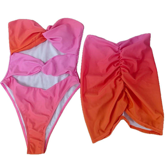 Women's Bikini One-Piece Hot Spring Skirt Swimsuit Two-Piece Set