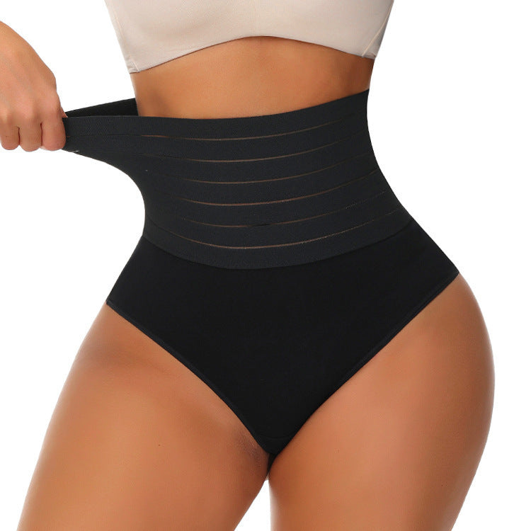 High waisted compression thong women's underwear high elasticity waist cinching