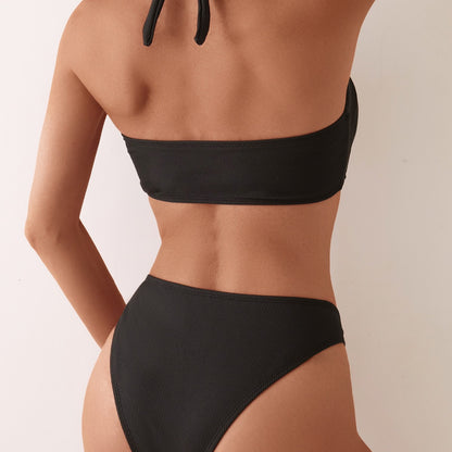 Custom Cross-border Bikini Sexy Halter Tie Low Waist Triangle Pants Separated Swimsuit Set