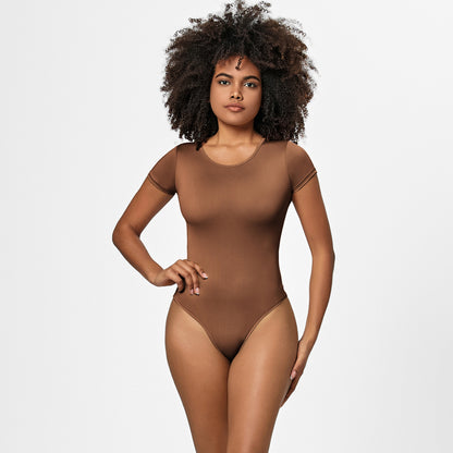 Short Sleeve T-Shirt Tight-Fit Bodysuit Solid Color Women's Sexy Bodysuit