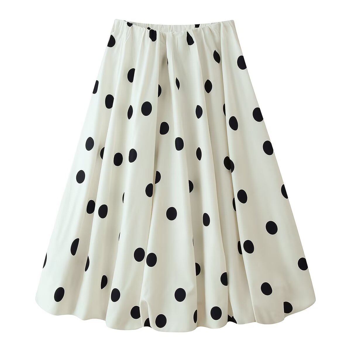 Polka dot V-neck top+polka dot flower bud half skirt set
