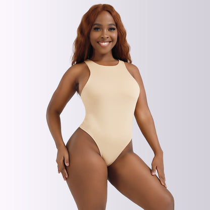 Women's Bodysuit Sleeveles Solid Color Round Neck Sexy Jumpsuit