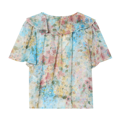 Flower printed layered decorative shirt