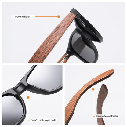 Wooden walnut sunglasses bamboo polarized sunglasses