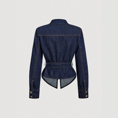 Long sleeved lapel tie top