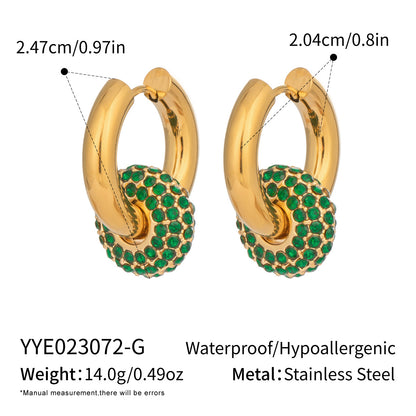 18K gold stainless steel full diamond detachable earring accessory