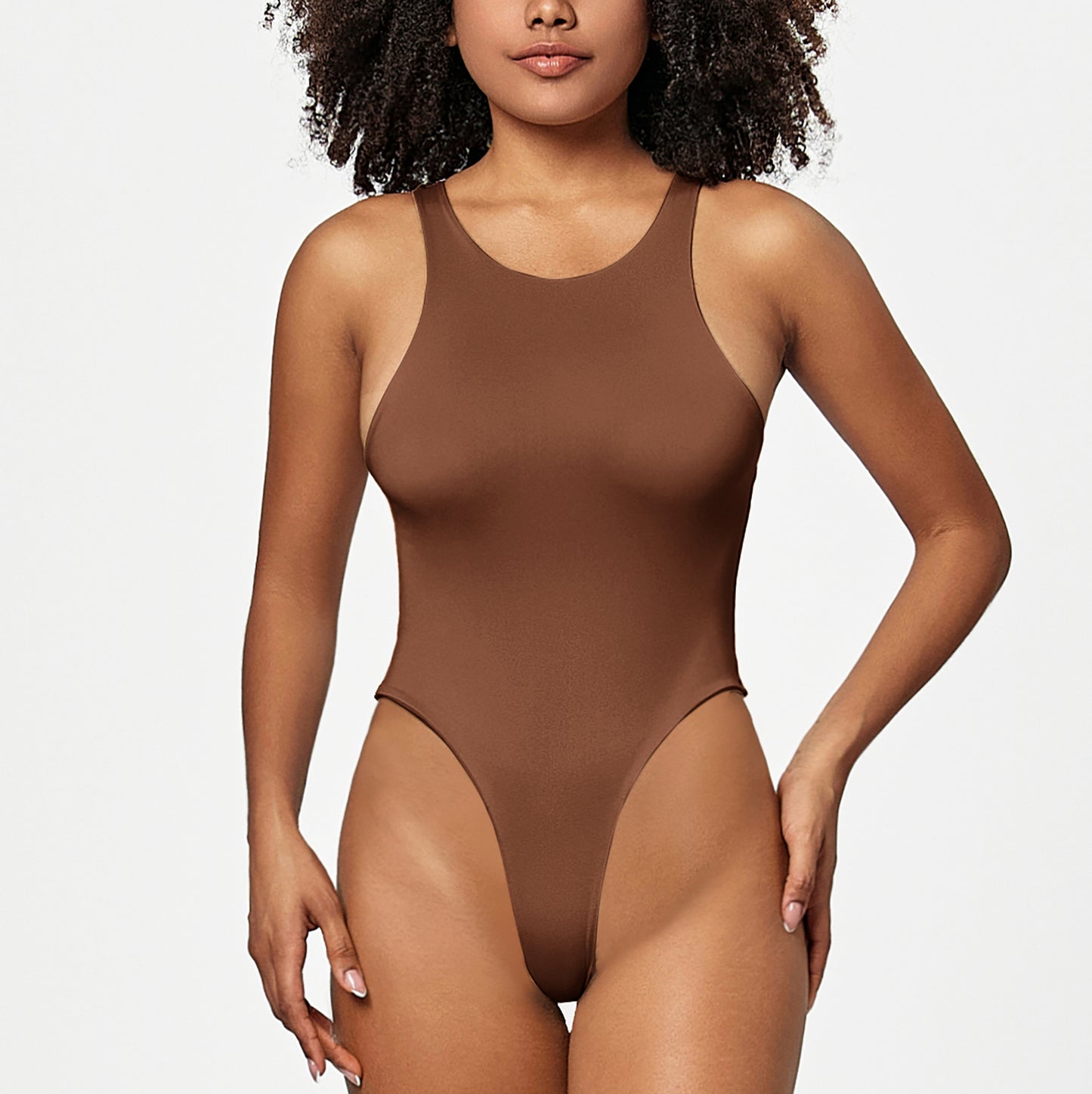 Women's Bodysuit Sleeveles Solid Color Round Neck Sexy Jumpsuit