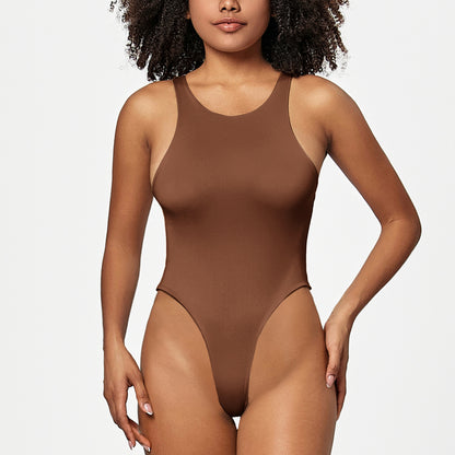 Women's Bodysuit Sleeveles Solid Color Round Neck Sexy Jumpsuit