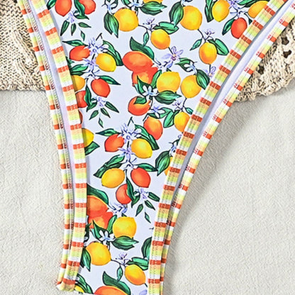 Women's Fruit Print Tie-Strap Sexy Bikini Two-Piece Swimsuit