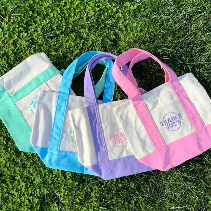 Trendy canvas tote shopping bag