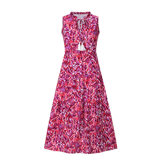 Sleeveless V-neck printed dress