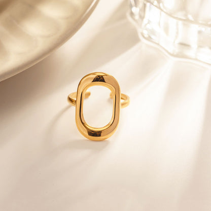 Hollow geometric oval index finger ring