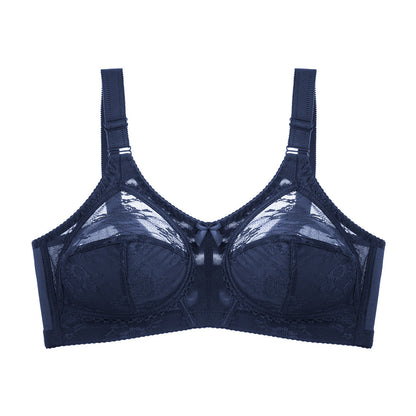 Cross-border Ultra-thin Plus Size Full Cup Export Bra Without Padding Sexy Lace Wire-free Transparent European and American Style Underwear