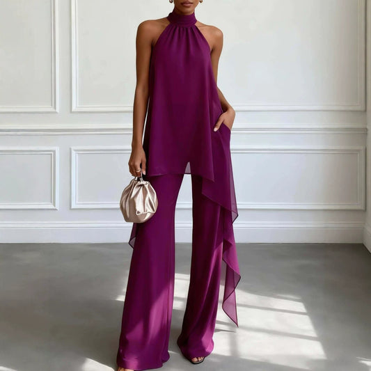 Chic Strapless Sleeveless Chiffon Two-Piece Set for Women