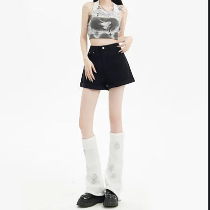Casual Personality Frayed Hem Denim Shorts Women Spring Summer Thin Spicy Girl Slimming Denim Hot Pants