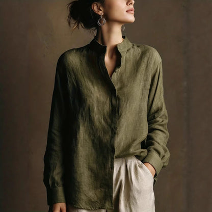 Collar loose long sleeved shirt