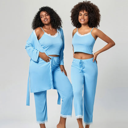 Pajamas Set Lightweight Lace Trim Camisole and Sleep Pants Loungewear Ensemble