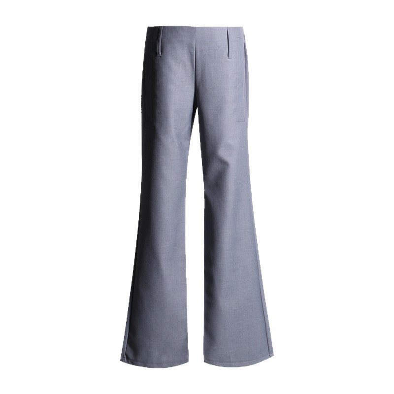 Grey Spicy Low-Waist Flared Casual Trousers for Women Slimming Vertical Feel Suit Pants Summer Thin Style