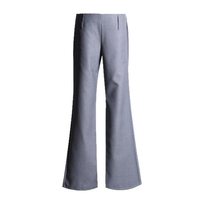Grey Spicy Low-Waist Flared Casual Trousers for Women Slimming Vertical Feel Suit Pants Summer Thin Style