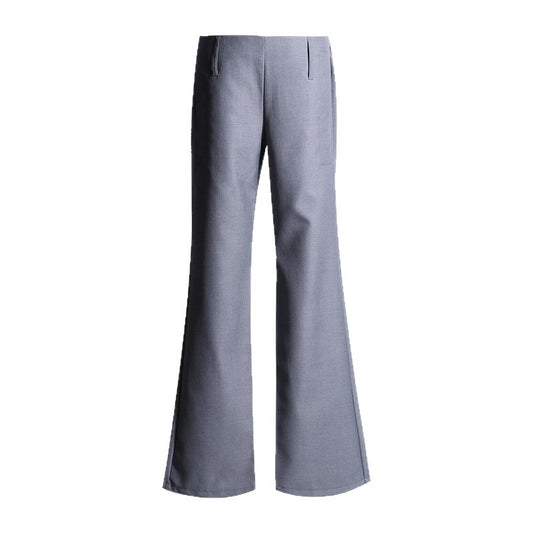 Grey Spicy Low-Waist Flared Casual Trousers for Women Slimming Vertical Feel Suit Pants Summer Thin Style