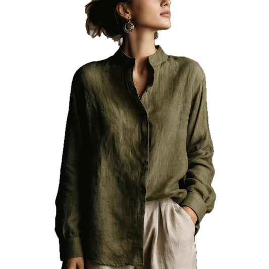 Collar loose long sleeved shirt