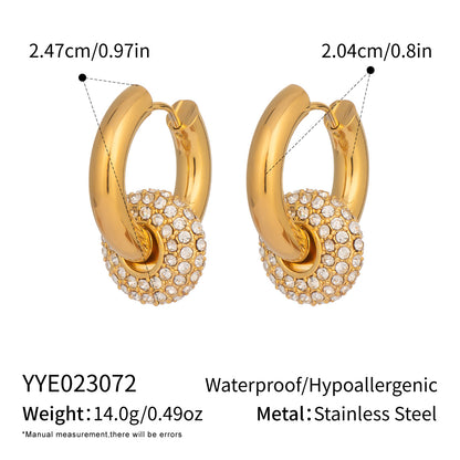 18K gold stainless steel full diamond detachable earring accessory