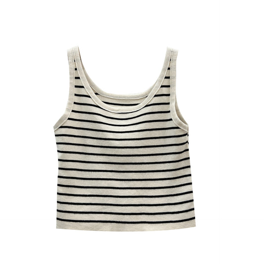 Color-block Knit Camisole Top for Women, Short Sleeveless Slim Fit Summer Inner Wear
