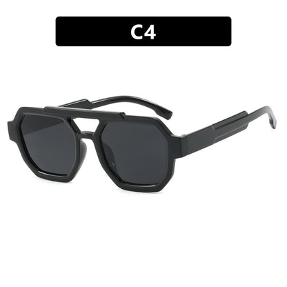 New personalized double beam polygonal sunglasses, pilot sunglasses, and trendy sunglasses