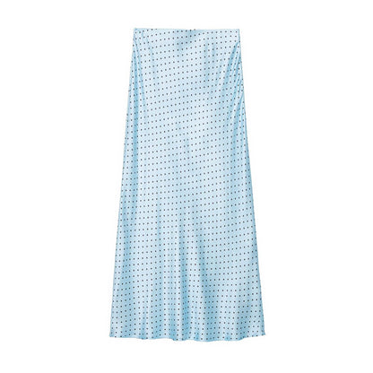 Dotted silk texture MIDI skirt