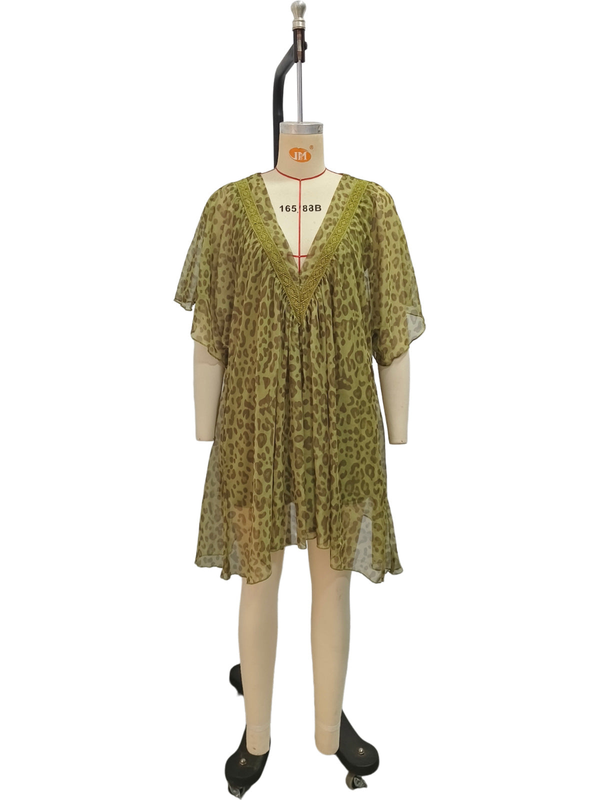 V-neck chiffon dress beach vacation cover shirt leopard print beach skirt